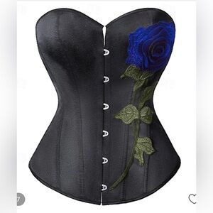 Amazon Black Corset with Blue and Green Embroidery